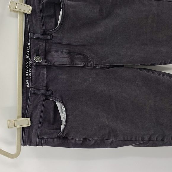 American Eagle Outfitters women's faded black denim jeans size 10 jeggings 360° - Picture 2 of 10